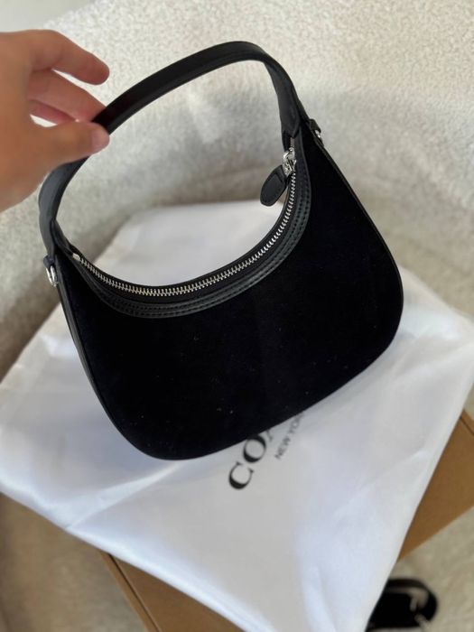 Сумка Coach чорна шкіра та замш