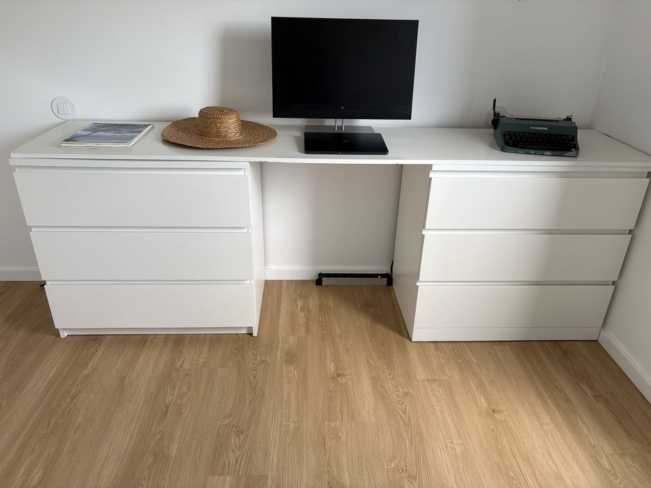 2 Cómoda c/3 gavetas, branco, 80x78 cm