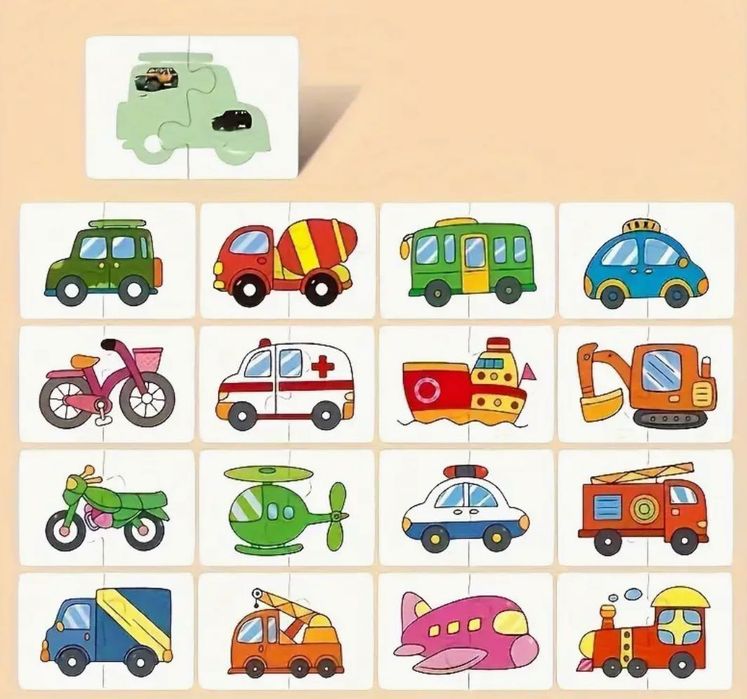 Puzzle Meios de Transporte (16 Cartas)