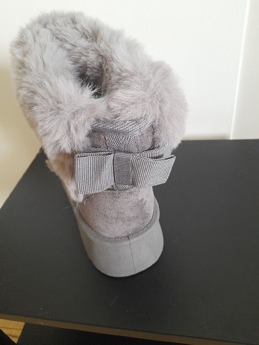 Botki damskie z ekozamszu z futrem