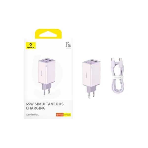 Зарядний пристрій Baseus GaN6 Pro 65W+кабель Type-C to Type-C