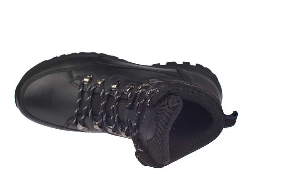 Buty męskie skórzane trekkingowe trapery CY129 czarne ocieplane roz 45