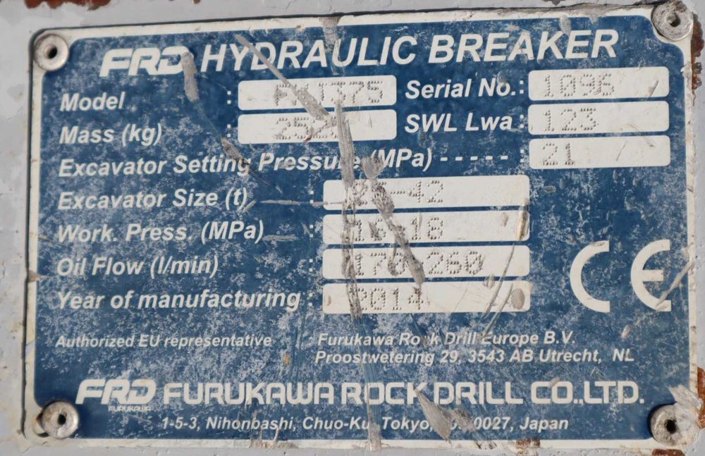 Furukawa FXJ375 2525 kg 25 – 42 t Martelo Hidráulico