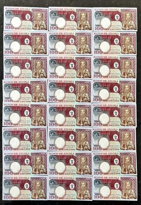 Lote de notas Angola Portuguesa com numeração seguida + capicua!