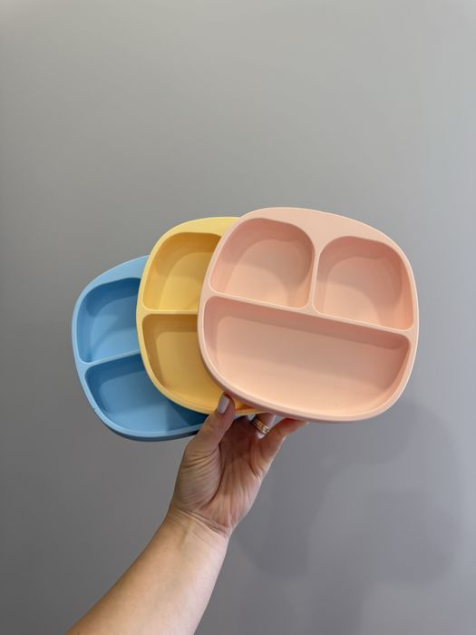 Силіконові тарілки на присосці,прикорм,посуд для дітей