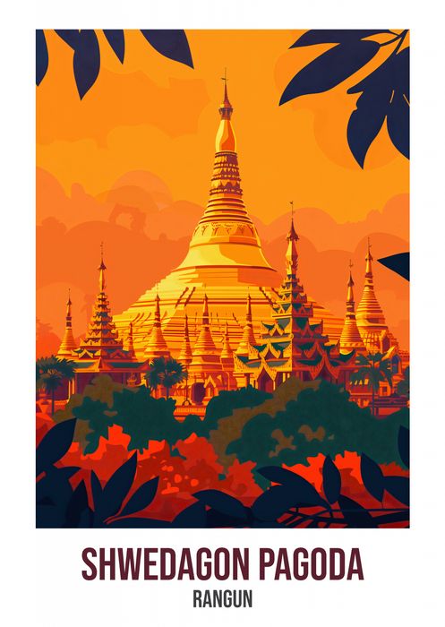 Plakat 67,5x95cm Shwedagon Pagoda