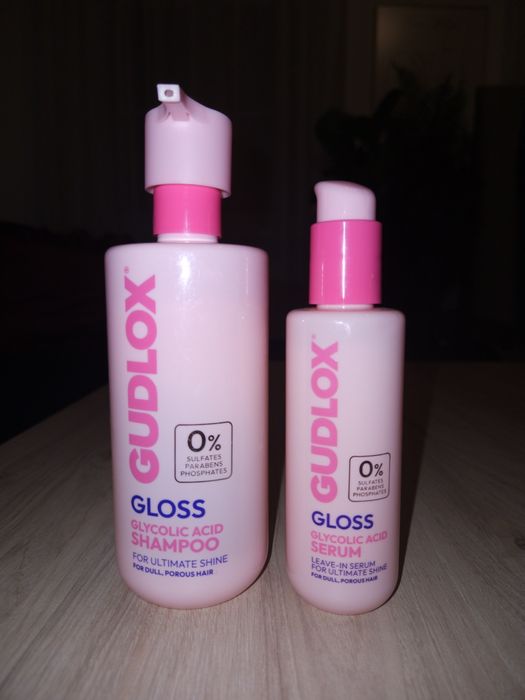 Zestaw do włosów Gudlox Gloss glycolic acid szampon + serum + gratis
