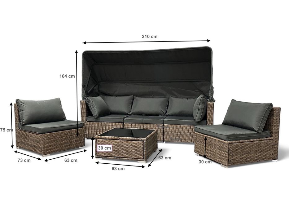 Nowe Meble ogrodowe NAROŻNIK Taras komplet technorattan LEŻANKA 6 el