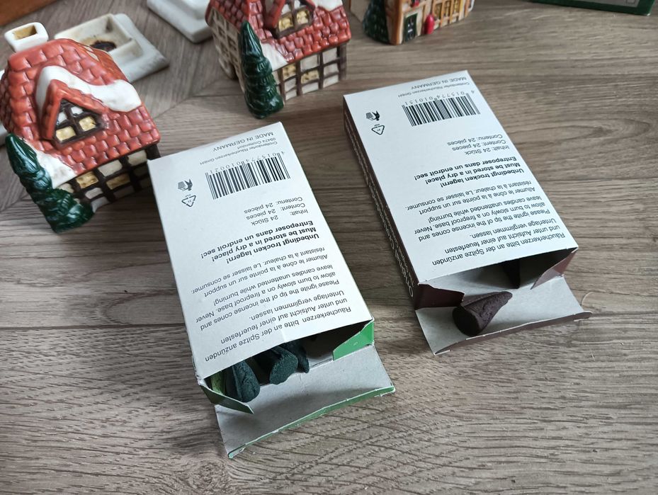 Domki ceramiczne zestaw 4szt na kadzidełko dymiarze wioska