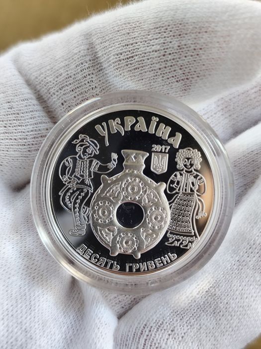 Косівський розпис,срібна монета НБУ ,2017 рік