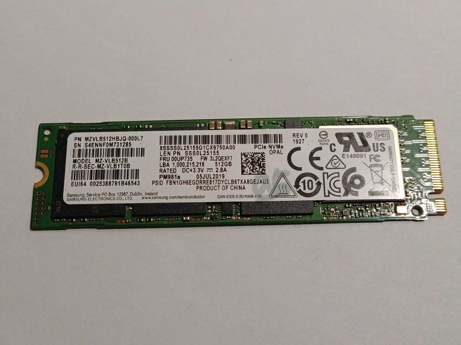 512Gb SSD NVMe Samsung PM981a PCI-E 3.0 m2 2280 Гарний стан