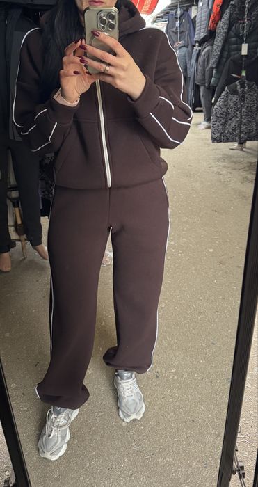Жіночий теплий спортивний костюм трехнитка на флісі,шоколад.