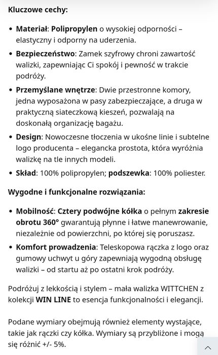 Walizka Mała Wittchen nowa