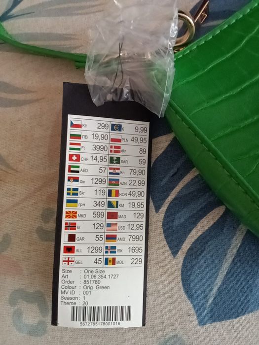 Zielona zgrabna torba torebka bagietka do ręki  – nowa z metką. WMBS