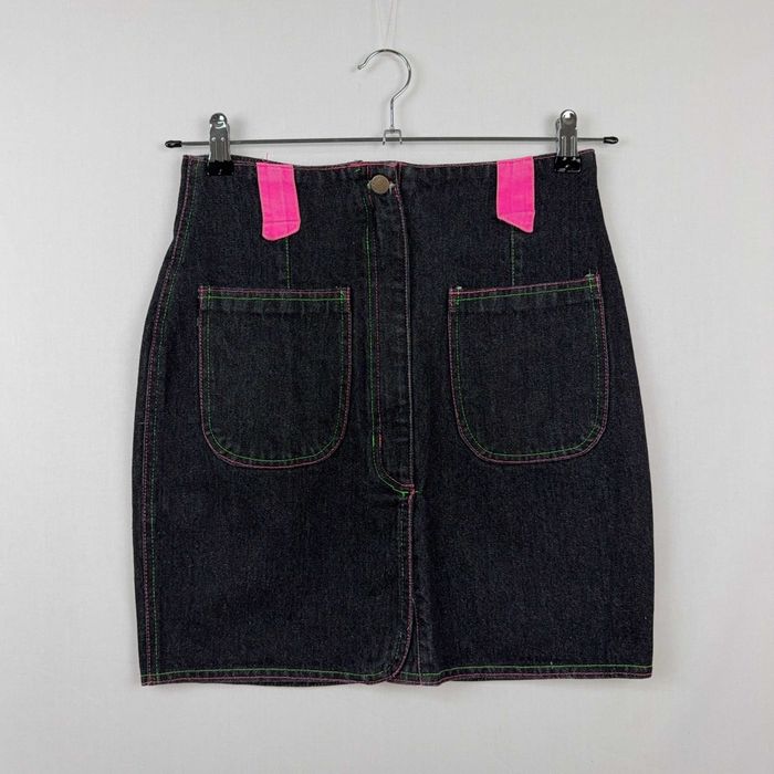 Mini Saia Denim Preto Saik S Vintage Anos 90