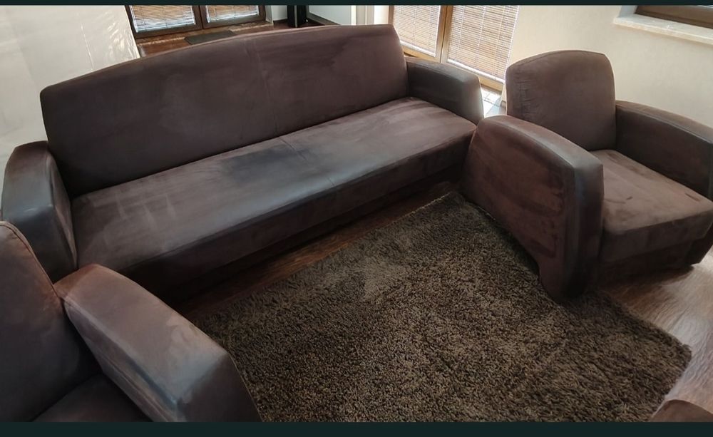 Zestaw wypoczynkowy sofa kanapa fotele pufa
