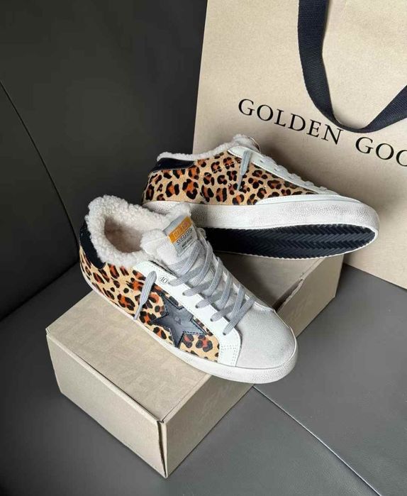 Кеди жіночі зимові Golden Goose леопардові кросівки 39