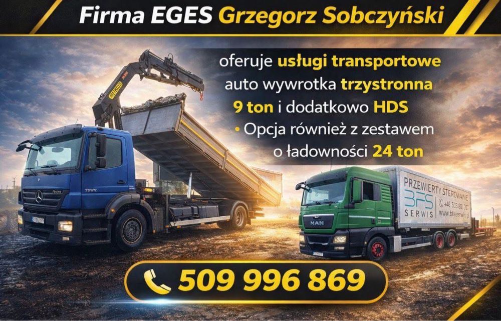 Usługi transportowe - wywrotka + HDS i Zestaw 24T