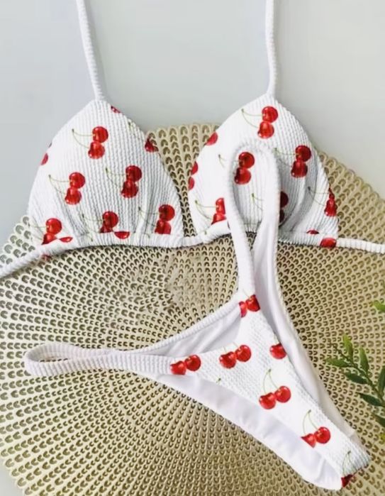 Купальник гарний сексуальний міні бікіні білий з малюнком