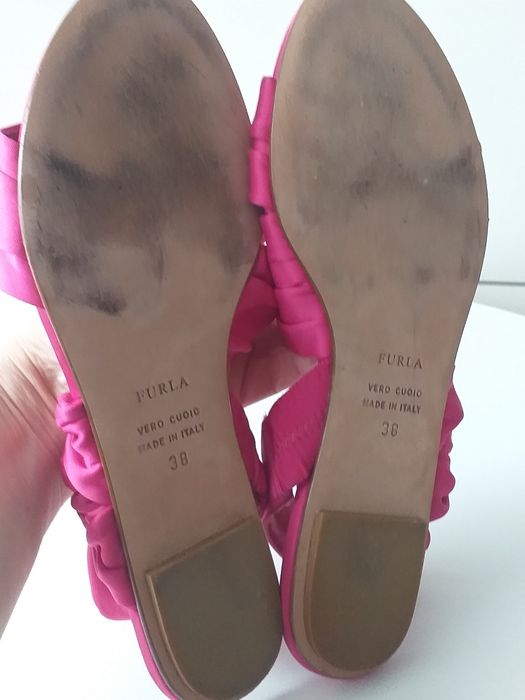 Sandały Furla r38 różowe fuksja materiał skóra