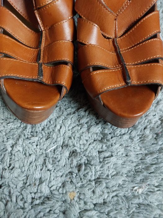 Louboutin sandały platformy szpilki camel Gladiatorki 40 39 auth.