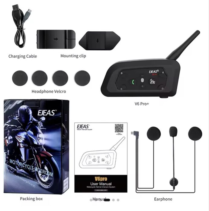 Intercomunicador capacete Ejeas v6Pro