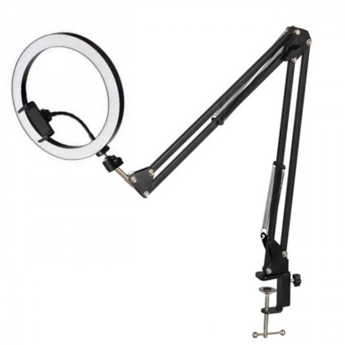 Настільна кільцева лампа 26см 12вт на пантографі.