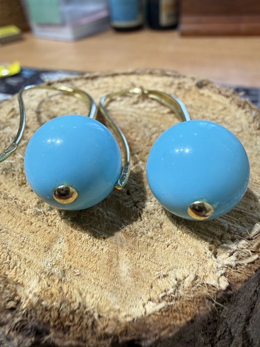 Зрлоті італійськи сережки з бірюзою