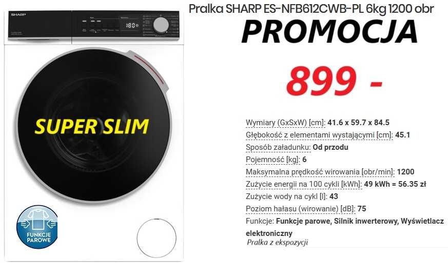 Pralka nowa  super slim 6kg 1400obr Promocja