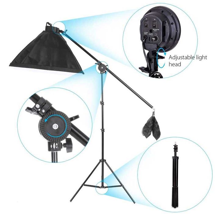Iluminação estúdio LED kit 2 softboxes extensíveis bicolor com comando