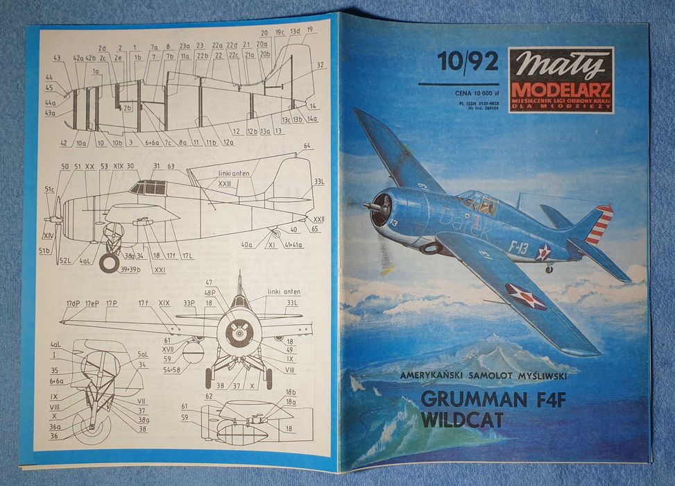 F4F WILDCAT Grumman Mały Modelarz 10/1992 amerykański myśliwiec
