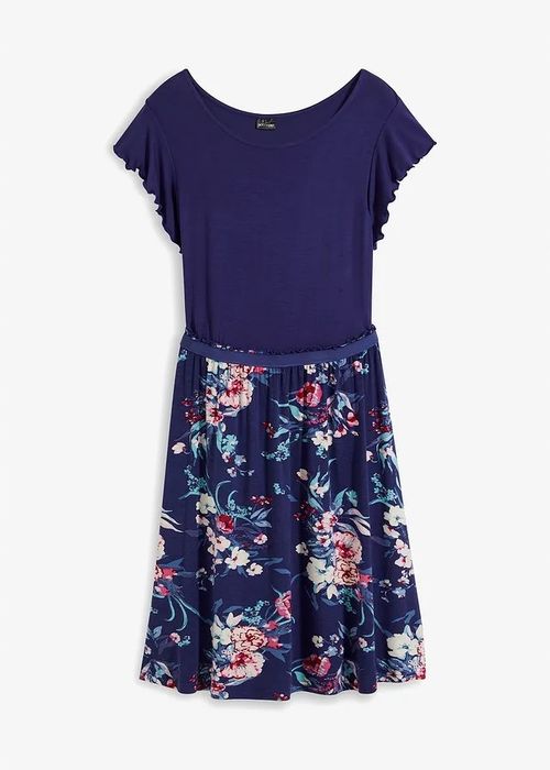 B.P.C granatowa sukienka z dżerseju z kwiatowym dołem ^44/46