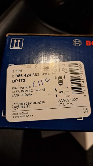 Calços Travão NOVOS - Fiat Punto II, Alfa Romeu 145/146 e Lancia Delta
