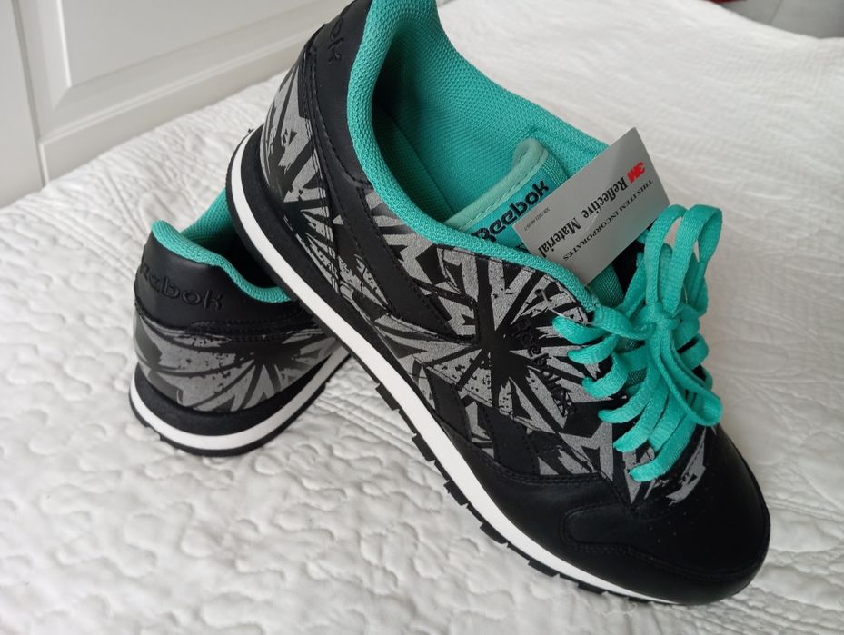 Reebok classic leather skórzane limitowana edycja 45,5 3M odblaskowe