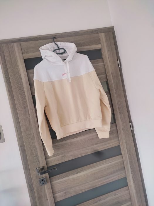Beżowa bluza z kapturem z bawełną Roxy roz S