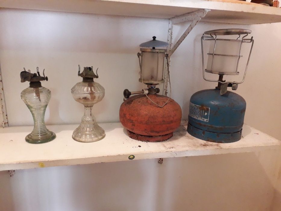 Antique gas and oil lamps