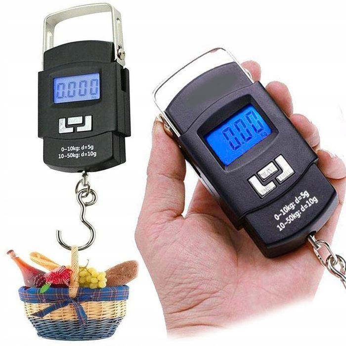 Waga hakowa wędkarska bagażowa podróżna 50kg hak