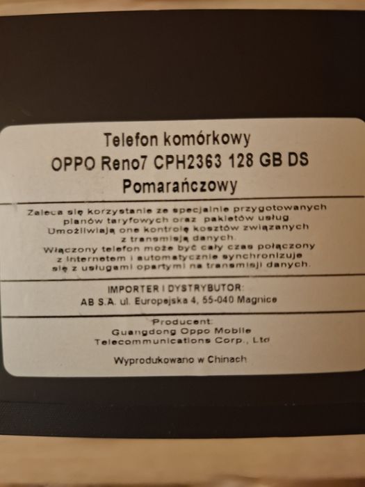 Telefon Smartfon OPPO Reno 7 8/128GB 6.43" 90Hz Pomarańczowy CPH2363 s