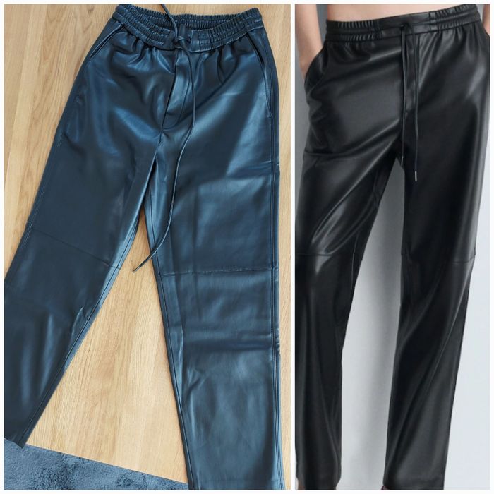 Spodnie ze sztucznej skóry z elastycznym pasem