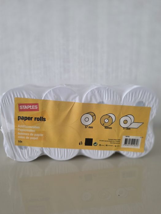 8 Rolos de Papel Staples – 57 mm × 60 mm