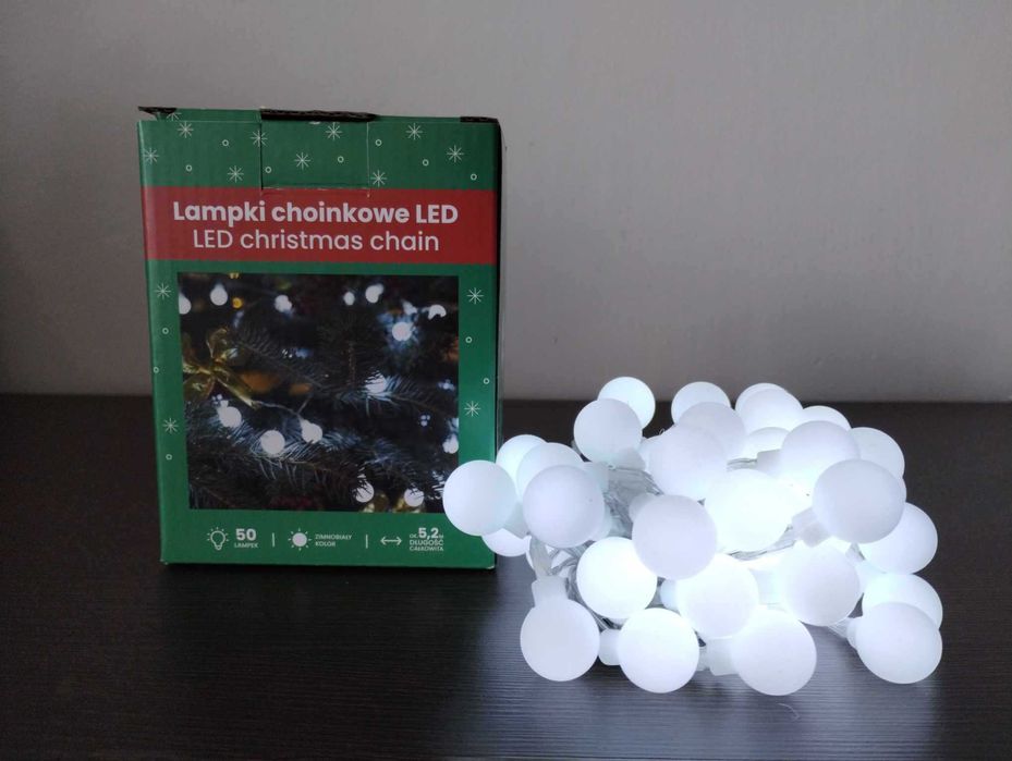 Światełka lampki LED białe kulki wesele komunia