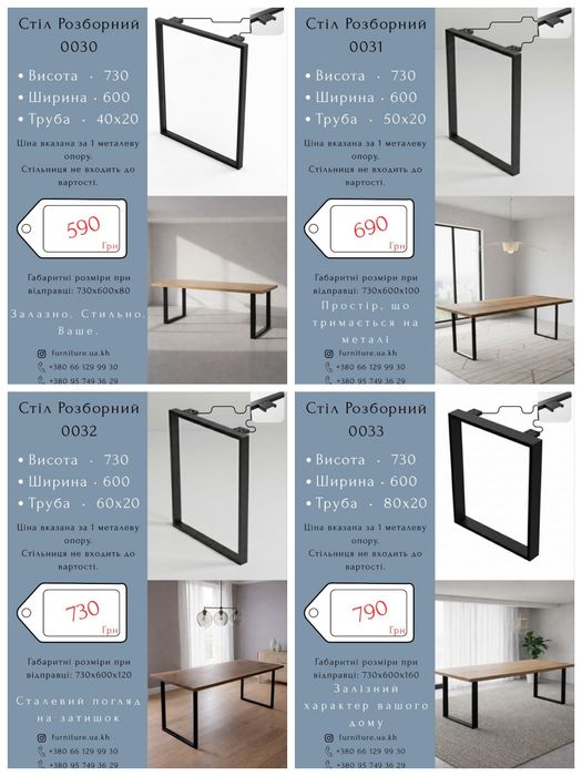 Опори для столів у стилі Loft