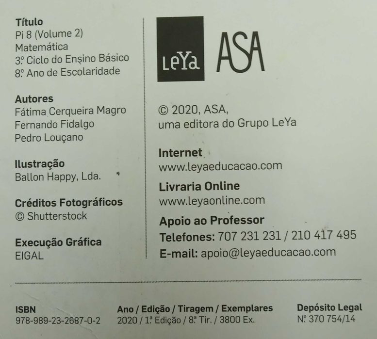 Livro 8º Ano Matemática PI8 Vol.1 + Vol.2 + Caderno de Actividades