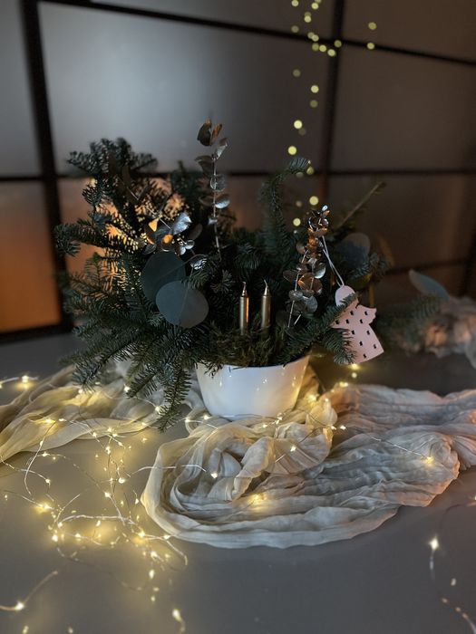 Новорічні композиції, різдвяний декор, прикраси, вінок.