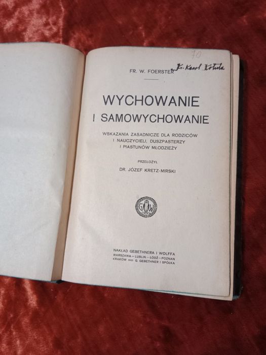 Wychowanie i samowychowanie - stara książka przedwojenna