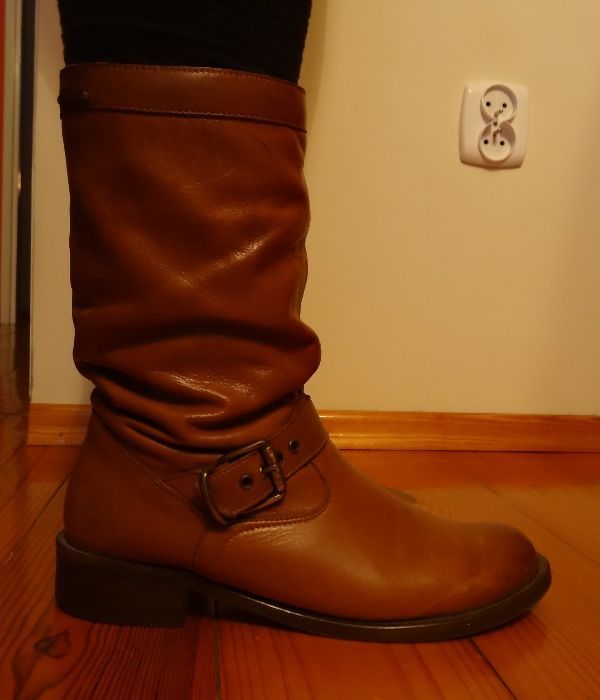 Kozaki damskie LASOCKI, SKÓRZANE, ocieplane, r. 39