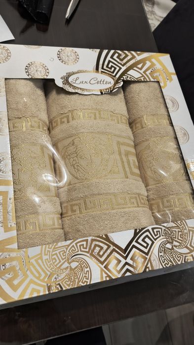 Ręczniki komplet 3częściowy bawełniane grecki wzór