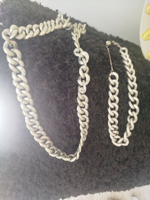 Conjunto de Colares de Corrente Prateados / Estilo Grunge Boho