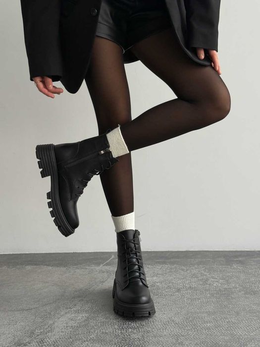 Зимові шкіряні черевики ботінки зимние кожаные ботинки берці 36р-23см