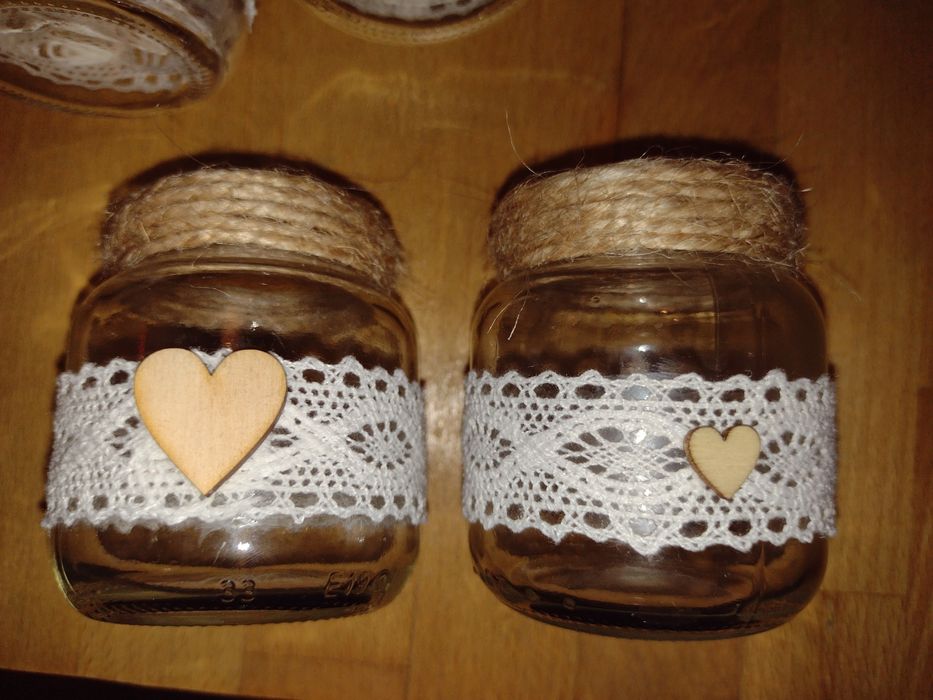 Słoiczki na świeczkę tealight ślub wesele styl rustykalny boho